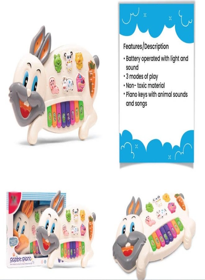 SPOCCO | Rabbit Piano Musical Toy Educational Learning Music Keyboard Toys for Kids Playset with Flashing Lights & 6 Animal Sounds & 8 Keys Fun Play Activity Birthday Gift for Boys Girls Toddlers - 85 - Image 4